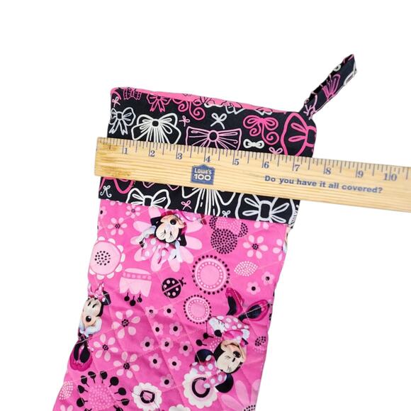 DISNEY MINNIE MOUSE HANDMADE CHRISTMAS STOCKINGS PINK QUILTED GIRL HOLIDAY - Picture 8 of 9